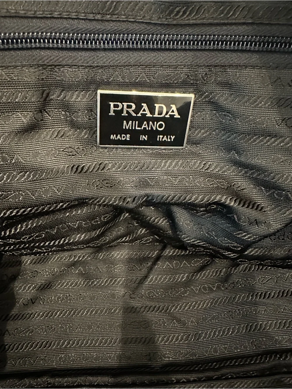 Prada Black Tessuto Weekender Nylon Bag with Leather Trim